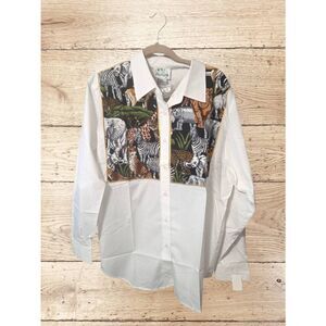 NWT Vintage Quacker Factory Safari Animal Button Down Shirt
